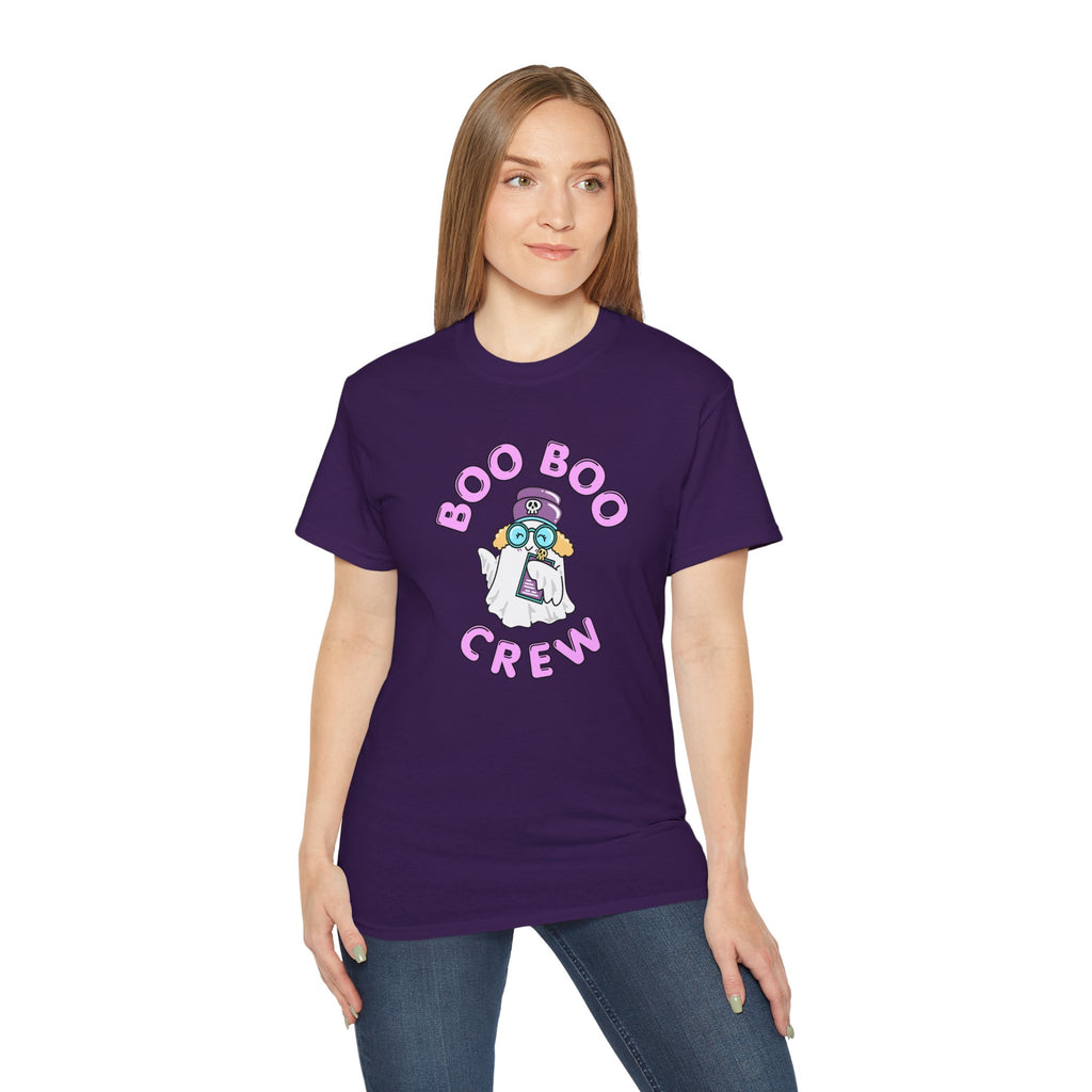 Boo Boo Crew Tee — Cute Blonde Nurse RN PRN DR Triage Ghosts Nursing Pharmacy Halloween T‑Shirt