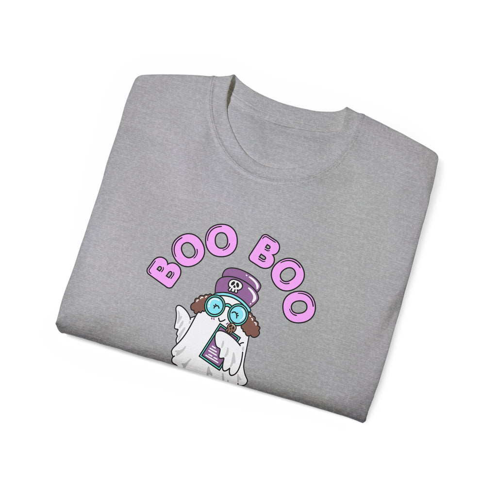 Boo Boo Crew Tee — Cute Brunette Nurse RN PRN DR Triage Ghosts Nursing Pharmacy Halloween T‑Shirt