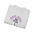Boo Boo Crew Tee — Cute Grey Black Haired Nurse RN PRN DR Triage Ghosts Nursing Pharmacy Halloween T‑Shirt
