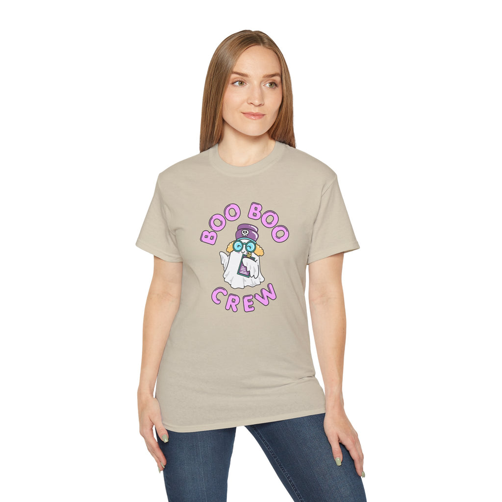 Boo Boo Crew Tee — Cute Blonde Nurse RN PRN DR Triage Ghosts Nursing Pharmacy Halloween T‑Shirt