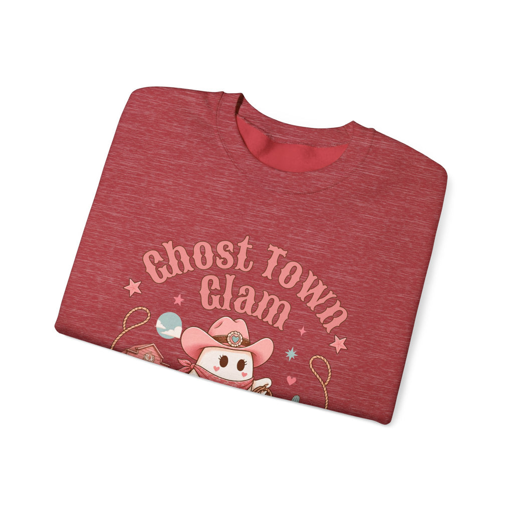 Crewneck Sweatshirt — “Ghost Town Glam” Cute Western Cowboy Cowgirl Ghost Halloween Pullover