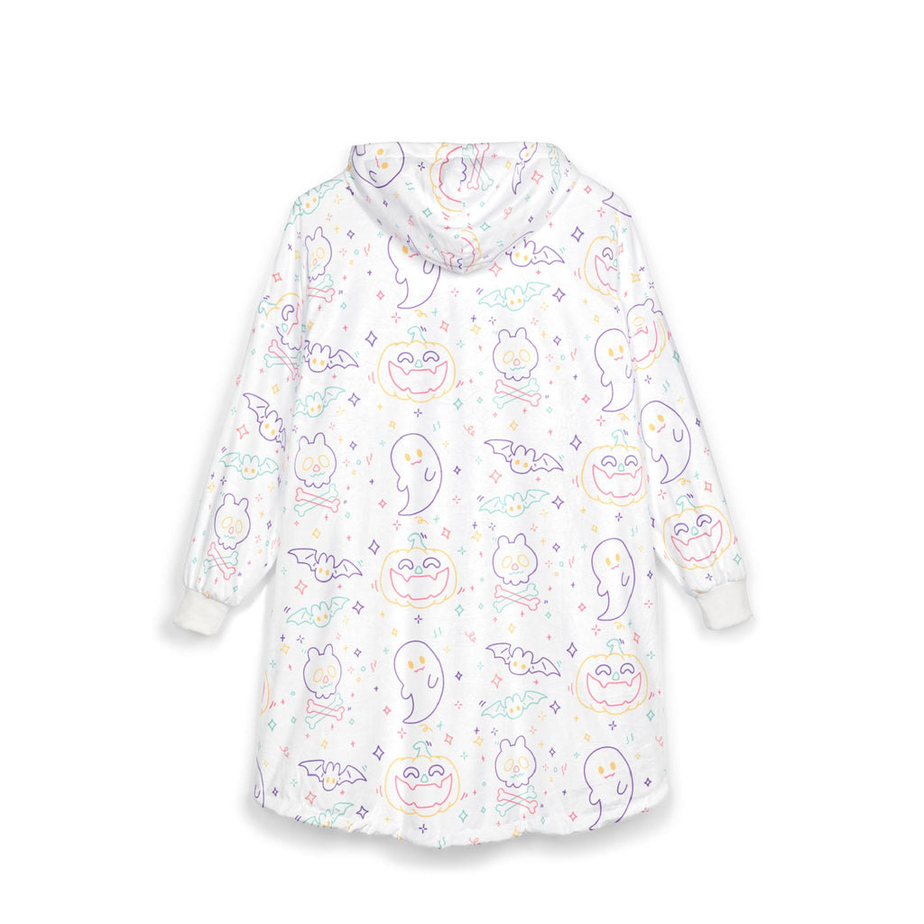 Pastel Cute Ghosts Hooded Blanket | Halloween Kawaii Pattern