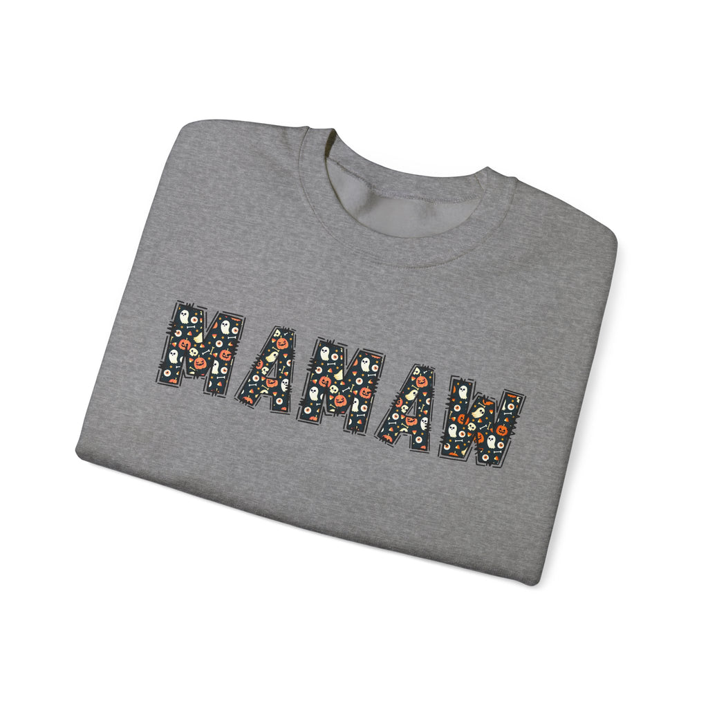 Mamaw Pumpkin Skull Halloween Sweatshirt | Grandma Embroidered Autumn Crew