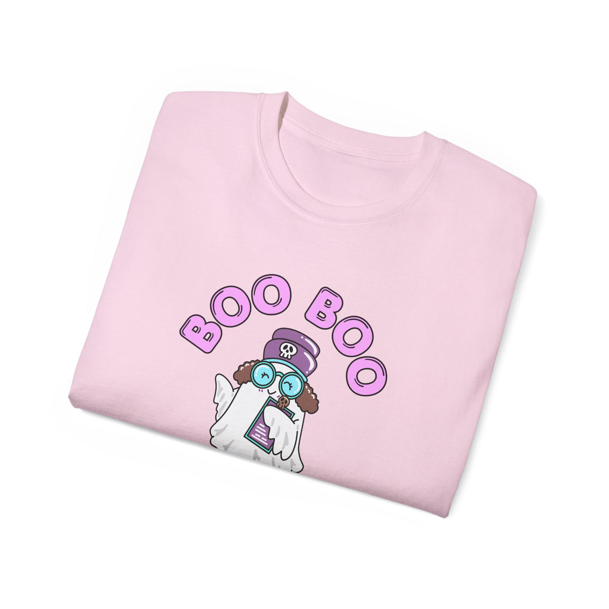 Boo Boo Crew Tee — Cute Brunette Nurse RN PRN DR Triage Ghosts Nursing Pharmacy Halloween T‑Shirt