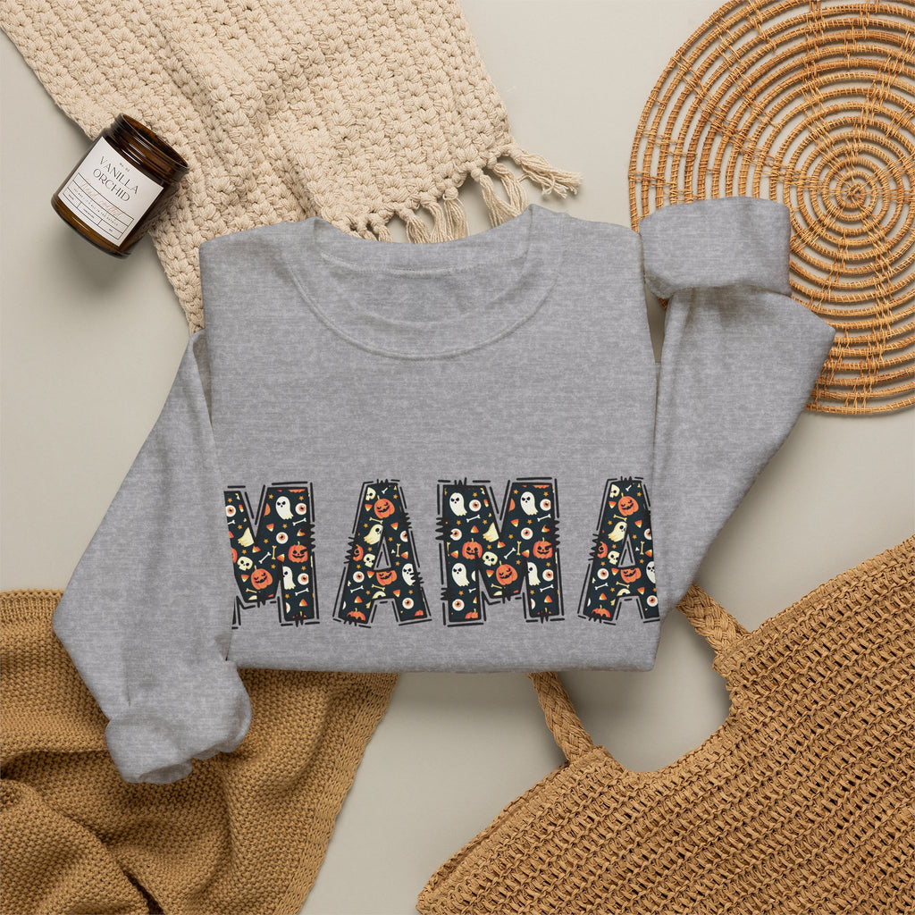Halloween MAMA sweatshirt | Pumpkin ghost skull lettering crewneck