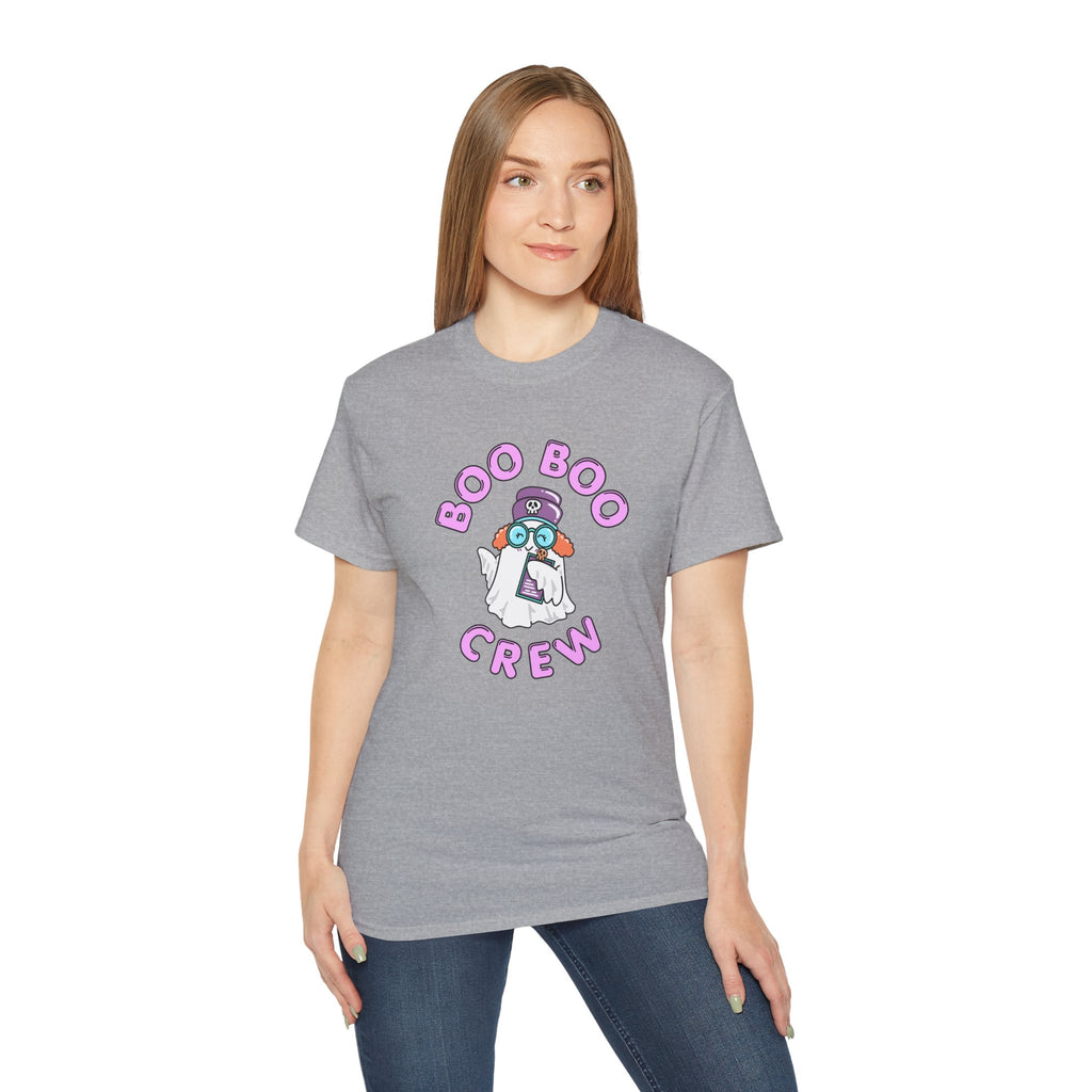 Boo Boo Crew Tee — Cute Ginger Redhead Nurse RN PRN DR Triage Ghosts Nursing Pharmacy Halloween T‑Shirt