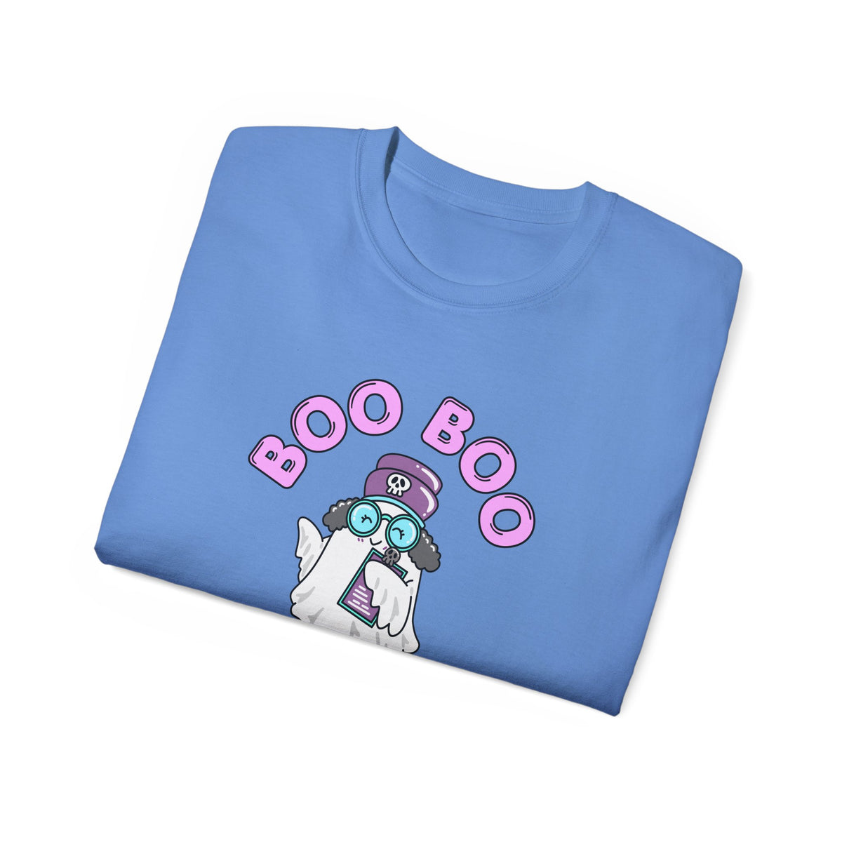 Boo Boo Crew Tee — Cute Grey Black Haired Nurse RN PRN DR Triage Ghosts Nursing Pharmacy Halloween T‑Shirt