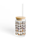 Halloween Ducks Geese Pattern Sipper Glass 16oz | Clear Straw Tumbler