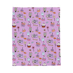 Cute Halloween Candy Pattern Velveteen Plush Blanket | Ghosts, Candy Corn, Cupcakes