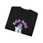 Boo Boo Crew Tee — Cute Grey Black Haired Nurse RN PRN DR Triage Ghosts Nursing Pharmacy Halloween T‑Shirt