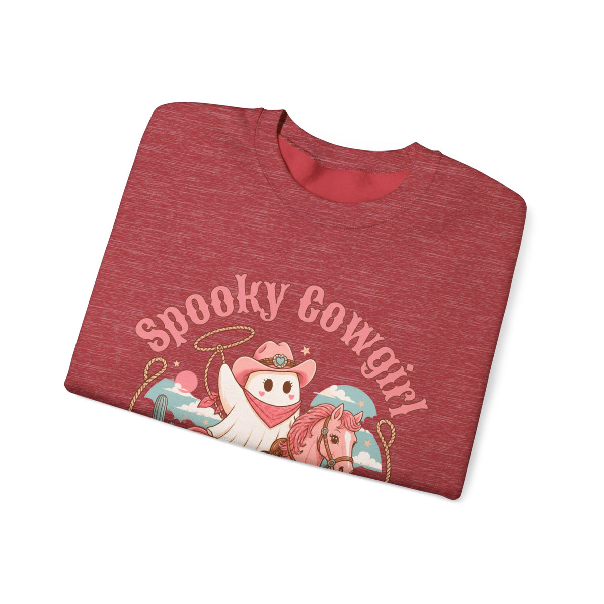 Crewneck Sweatshirt — “Spooky Cowgirl” Cute Western Cowboy Cowgirl Ghost Halloween Pullover