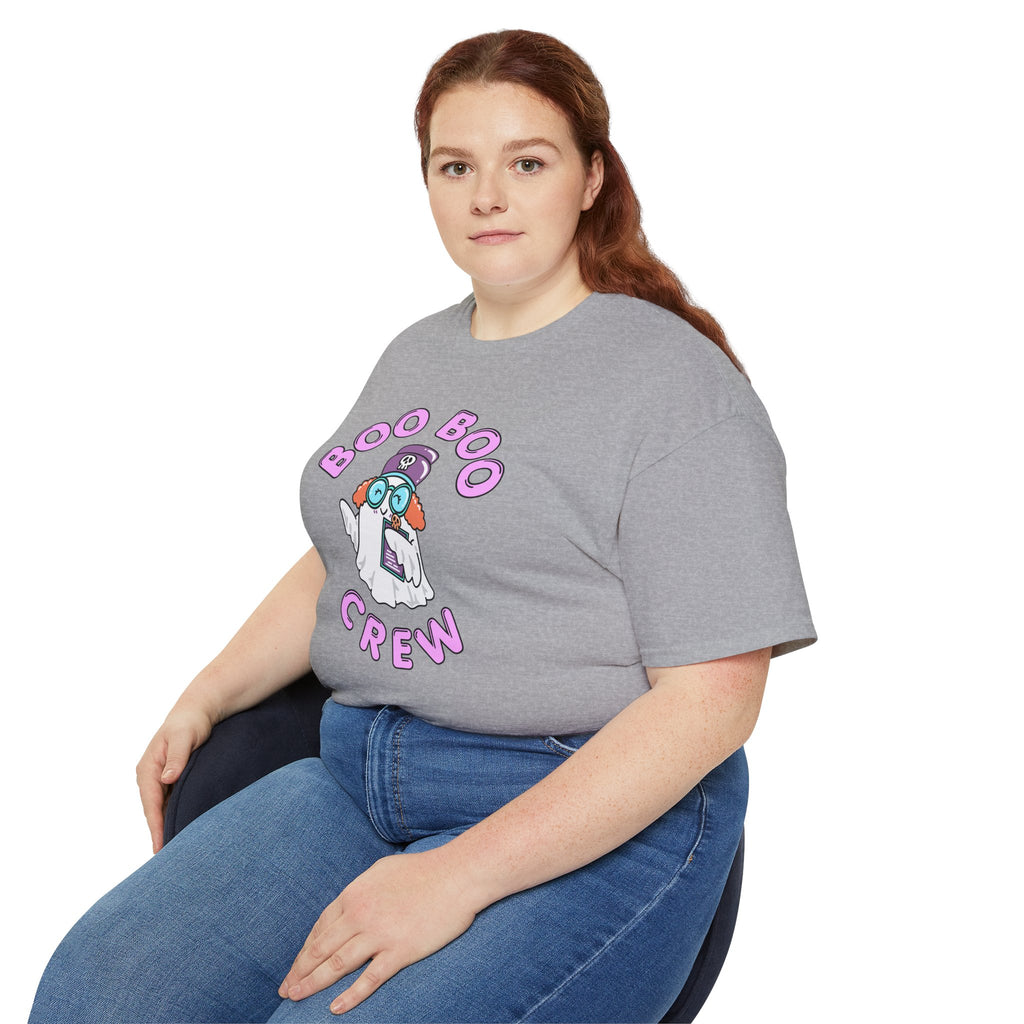 Boo Boo Crew Tee — Cute Ginger Redhead Nurse RN PRN DR Triage Ghosts Nursing Pharmacy Halloween T‑Shirt