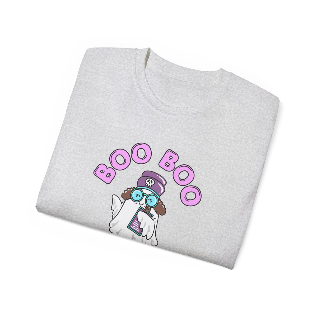 Boo Boo Crew Tee — Cute Brunette Nurse RN PRN DR Triage Ghosts Nursing Pharmacy Halloween T‑Shirt