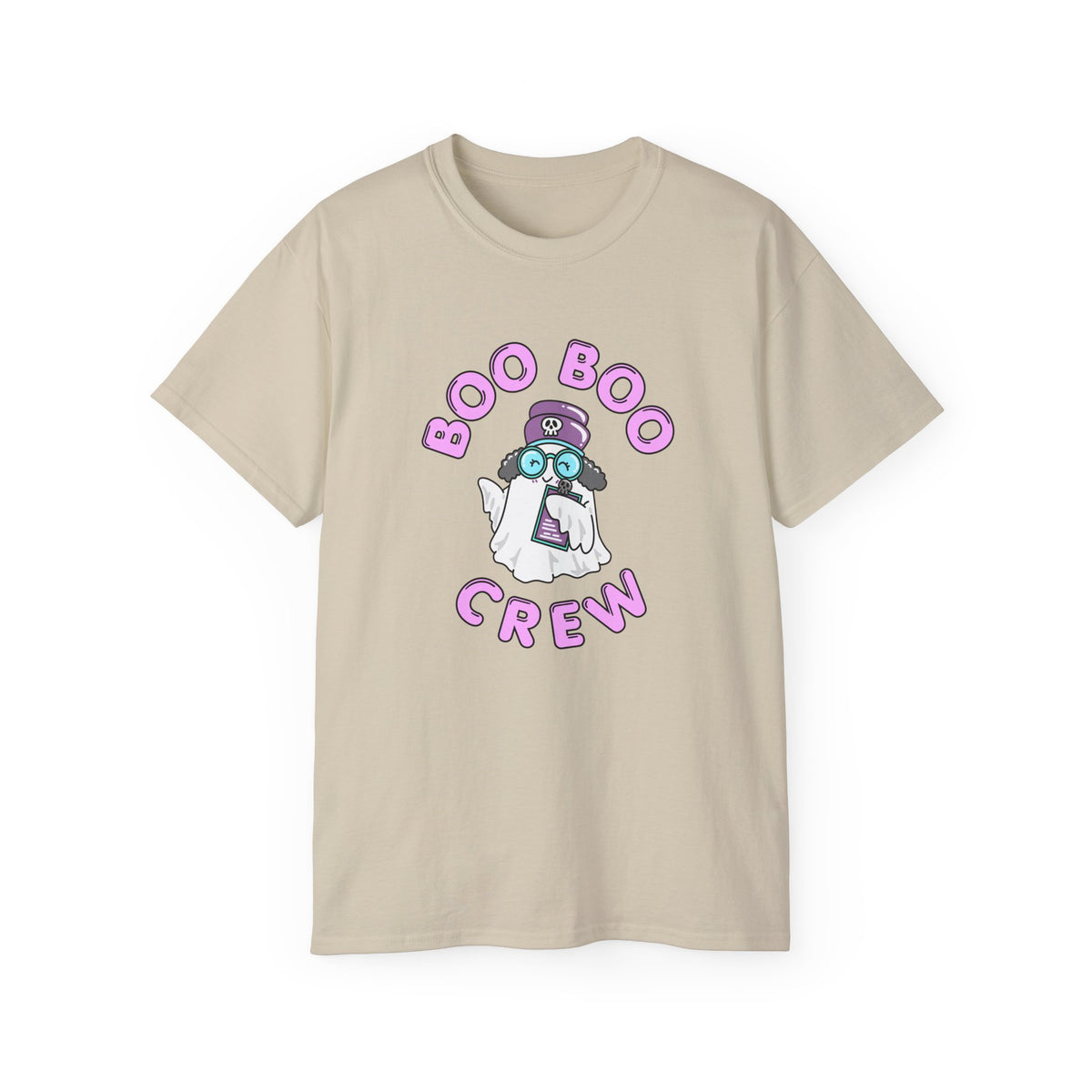 Boo Boo Crew Tee — Cute Grey Black Haired Nurse RN PRN DR Triage Ghosts Nursing Pharmacy Halloween T‑Shirt