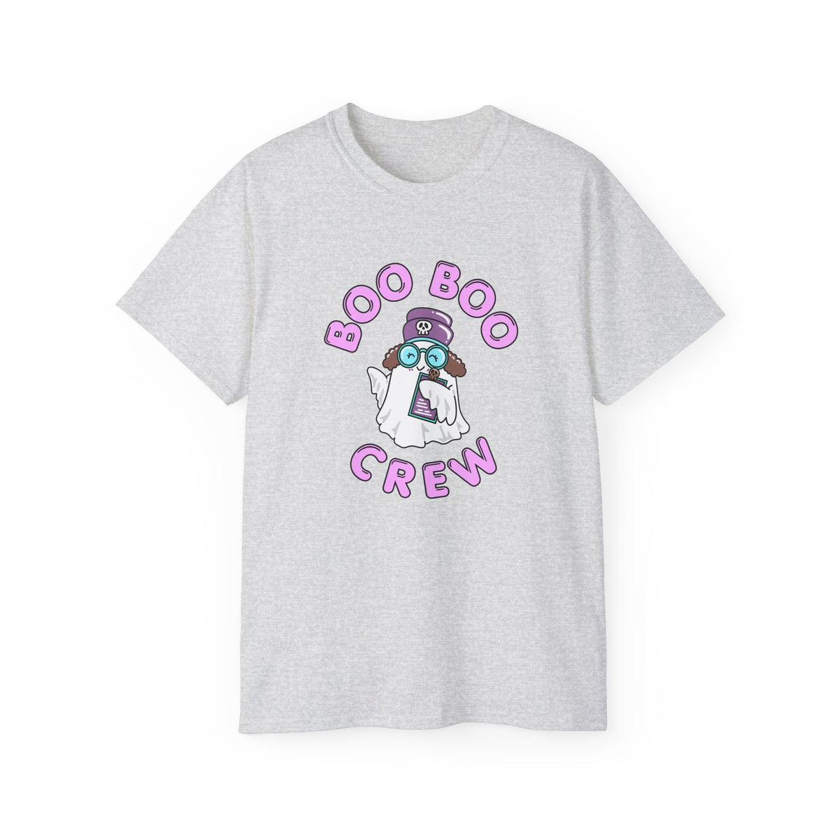 Boo Boo Crew Tee — Cute Brunette Nurse RN PRN DR Triage Ghosts Nursing Pharmacy Halloween T‑Shirt