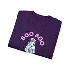 Boo Boo Crew Tee — Cute Phlebotomist Nurse RN PRN DR Ghost Nursing Pharmacy Tech Halloween T‑Shirt