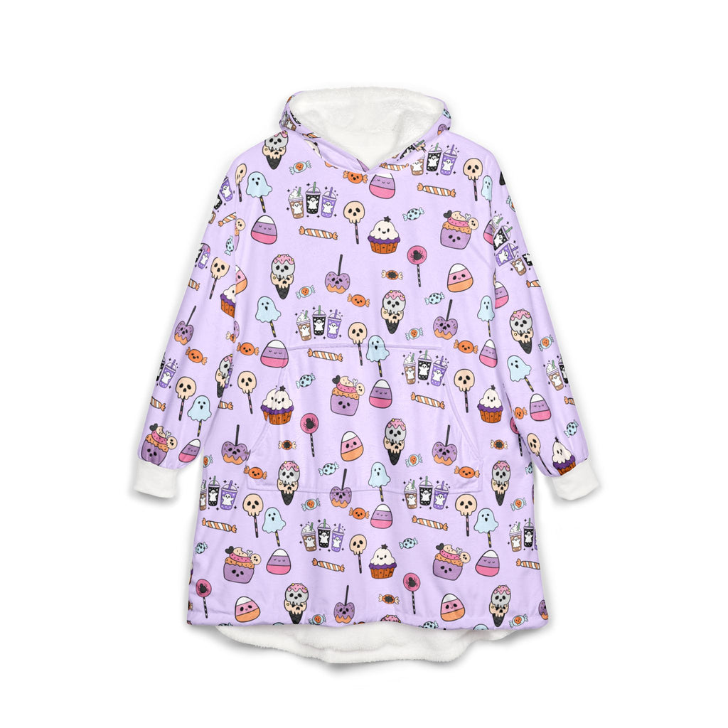Cute Halloween Candy Pattern Hooded Blanket | Ghosts, Cupcakes, Lollipops