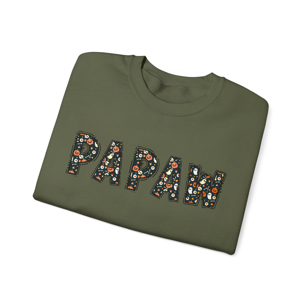 Papaw Pumpkin Skull Halloween Sweatshirt | Grandpa Autumn Crew Halloween Sweater