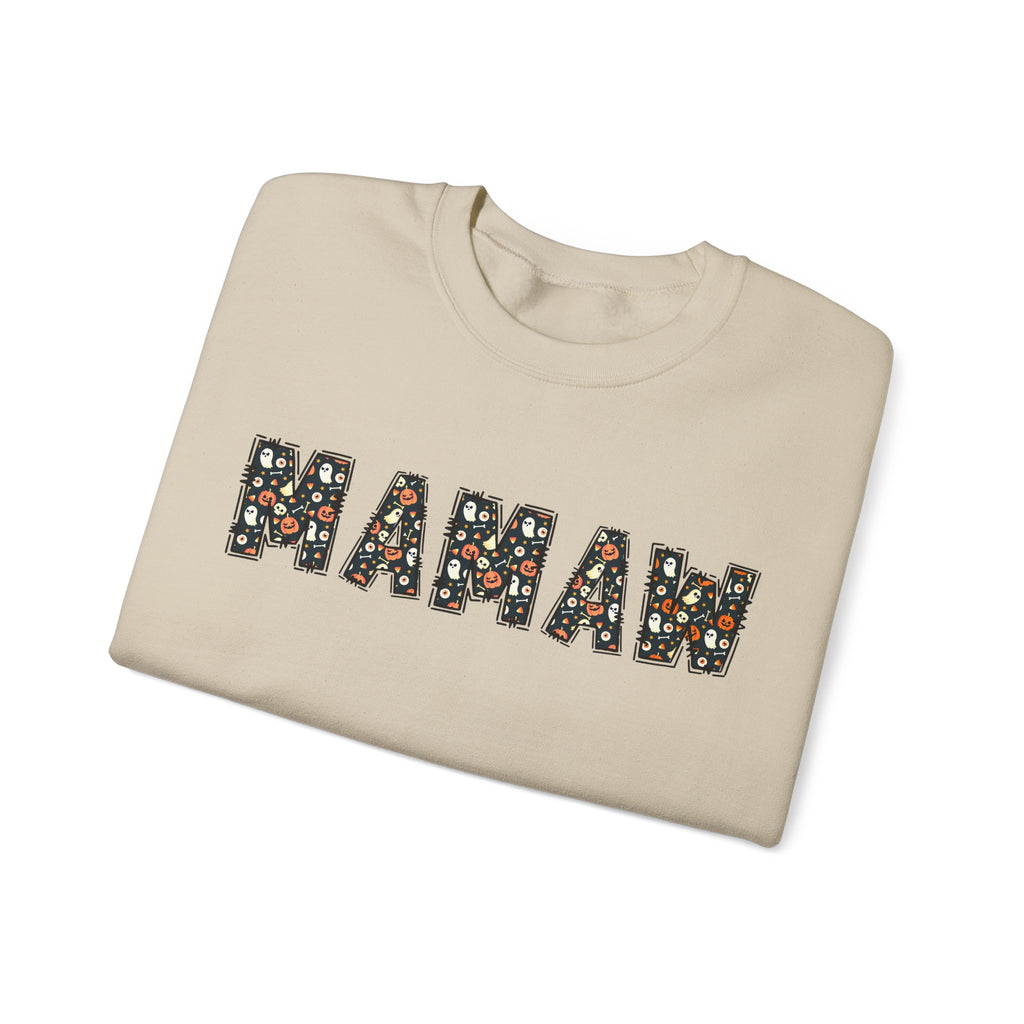 Mamaw Pumpkin Skull Halloween Sweatshirt | Grandma Embroidered Autumn Crew