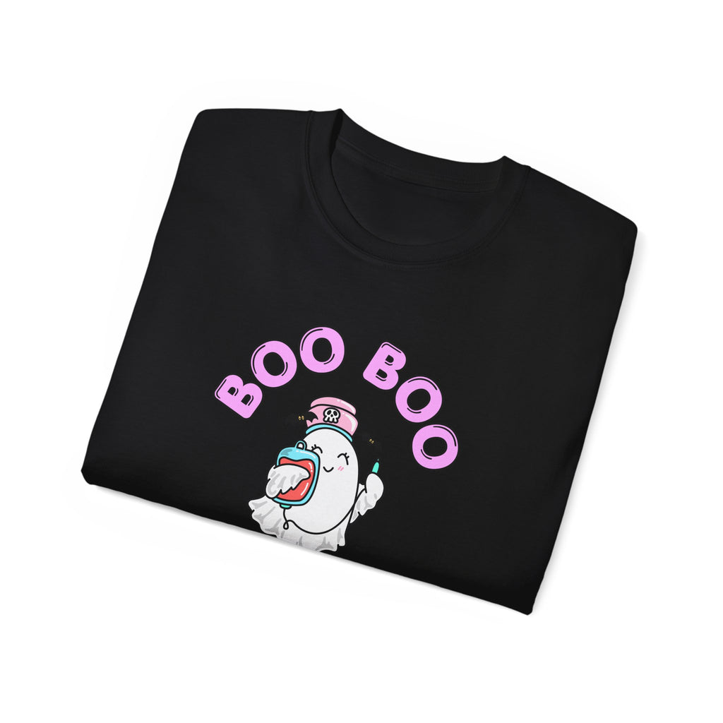 Boo Boo Crew Tee — Cute Phlebotomist Nurse RN PRN DR Ghost Nursing Pharmacy Halloween T‑Shirt