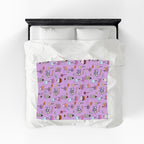 Cute Halloween Candy Pattern Velveteen Plush Blanket | Ghosts, Candy Corn, Cupcakes