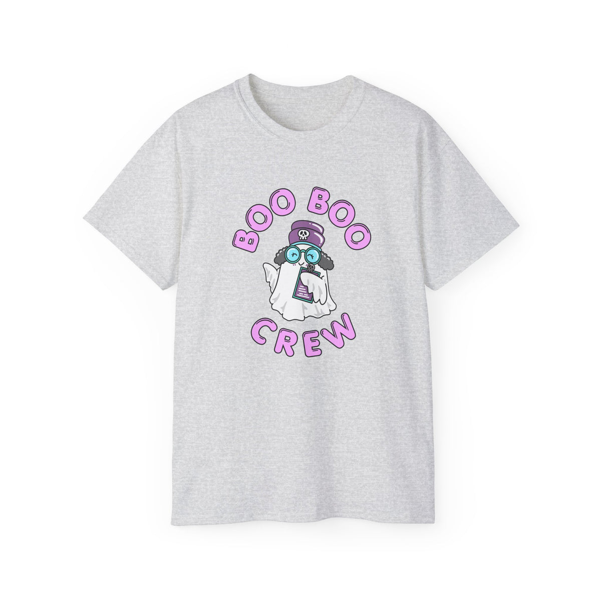 Boo Boo Crew Tee — Cute Grey Black Haired Nurse RN PRN DR Triage Ghosts Nursing Pharmacy Halloween T‑Shirt