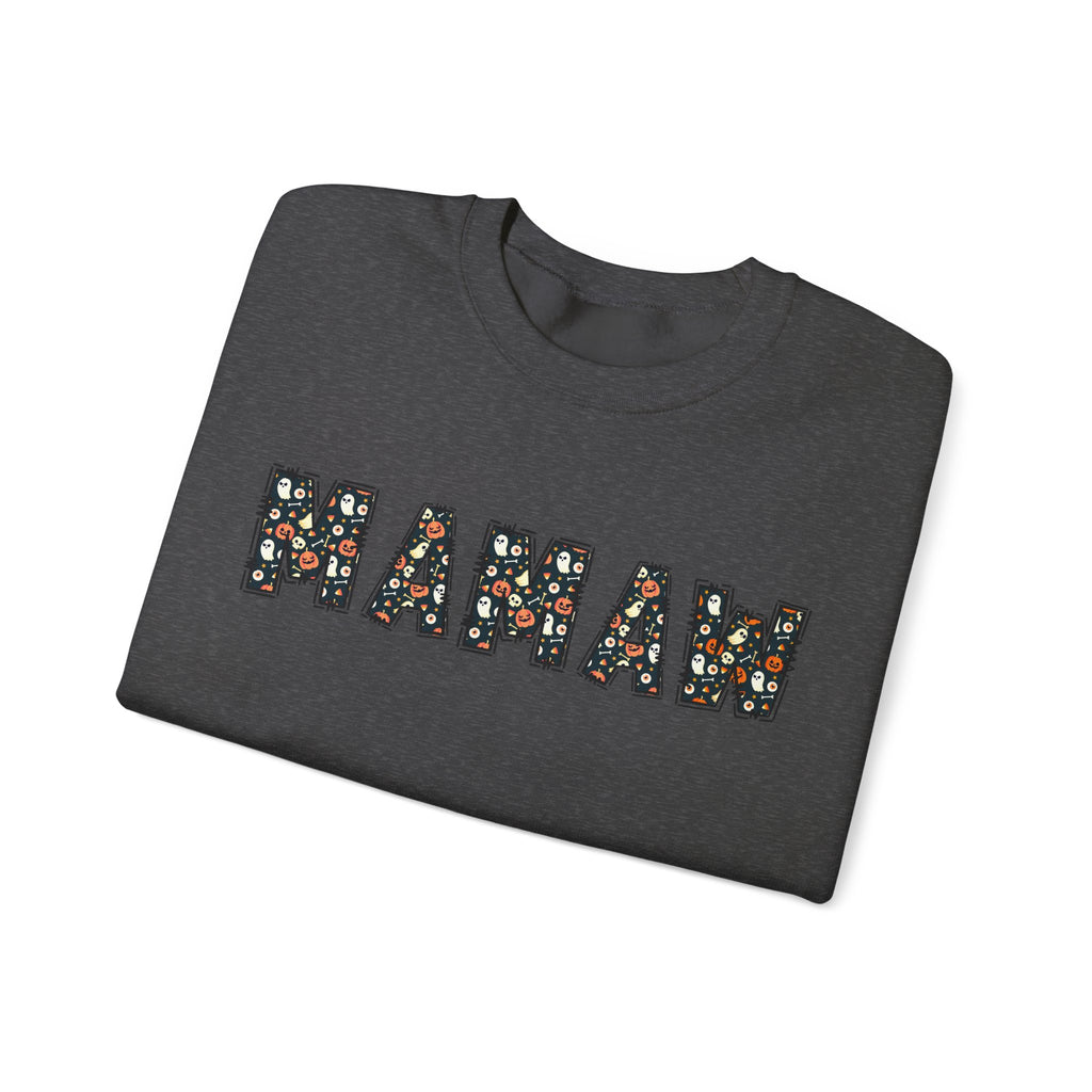 Mamaw Pumpkin Skull Halloween Sweatshirt | Grandma Embroidered Autumn Crew