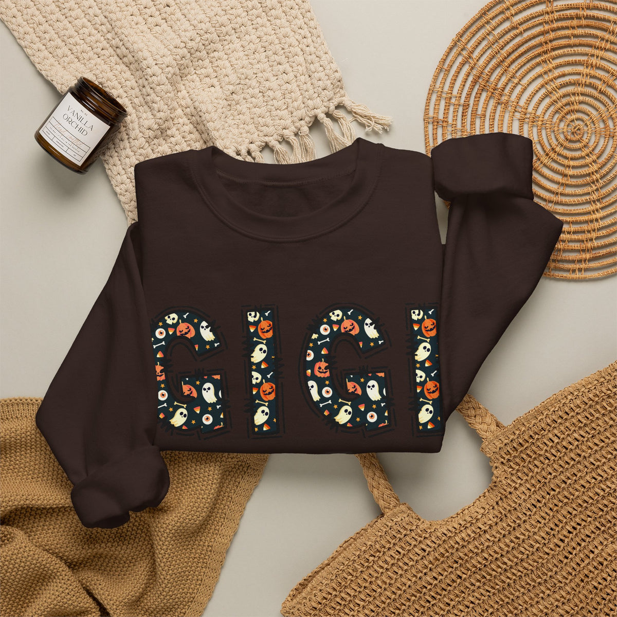 GIGI Pumpkin Skull Halloween Sweatshirt | Grandma Grandmother Mamaw Autumn Crew Sweater