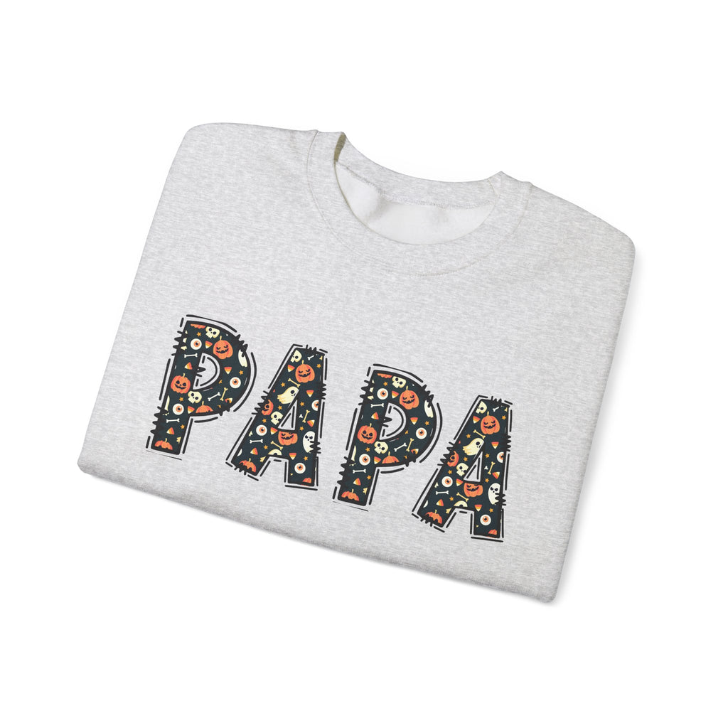 Papa Pumpkin Skull Halloween Sweatshirt | Dad Father Grandpa Grandfather Autumn Crew Halloween Sweater