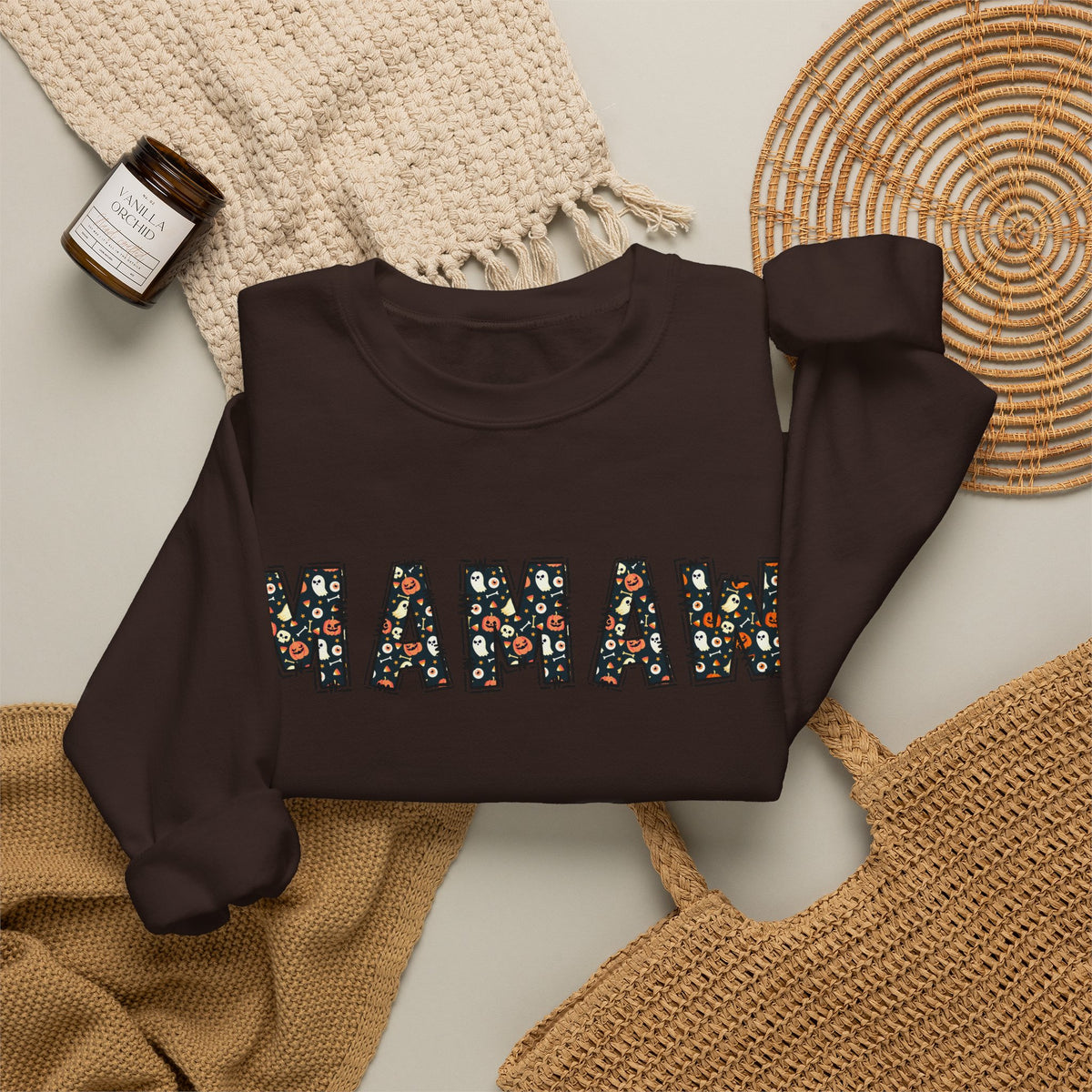 Mamaw Pumpkin Skull Halloween Sweatshirt | Grandma Embroidered Autumn Crew