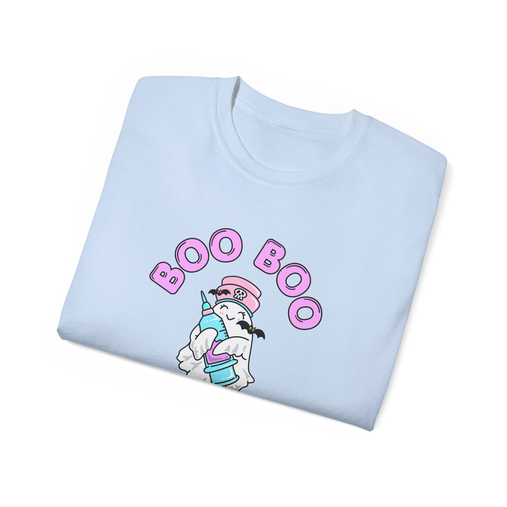 Boo Boo Crew Tee — Cute Phlebotomist Nurse RN PRN DR Ghost Nursing Pharmacy Tech Halloween T‑Shirt
