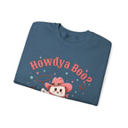 Crewneck Sweatshirt — “Howdya Boo?” Cute Western Cowboy Cowgirl Ghost Halloween Pullover
