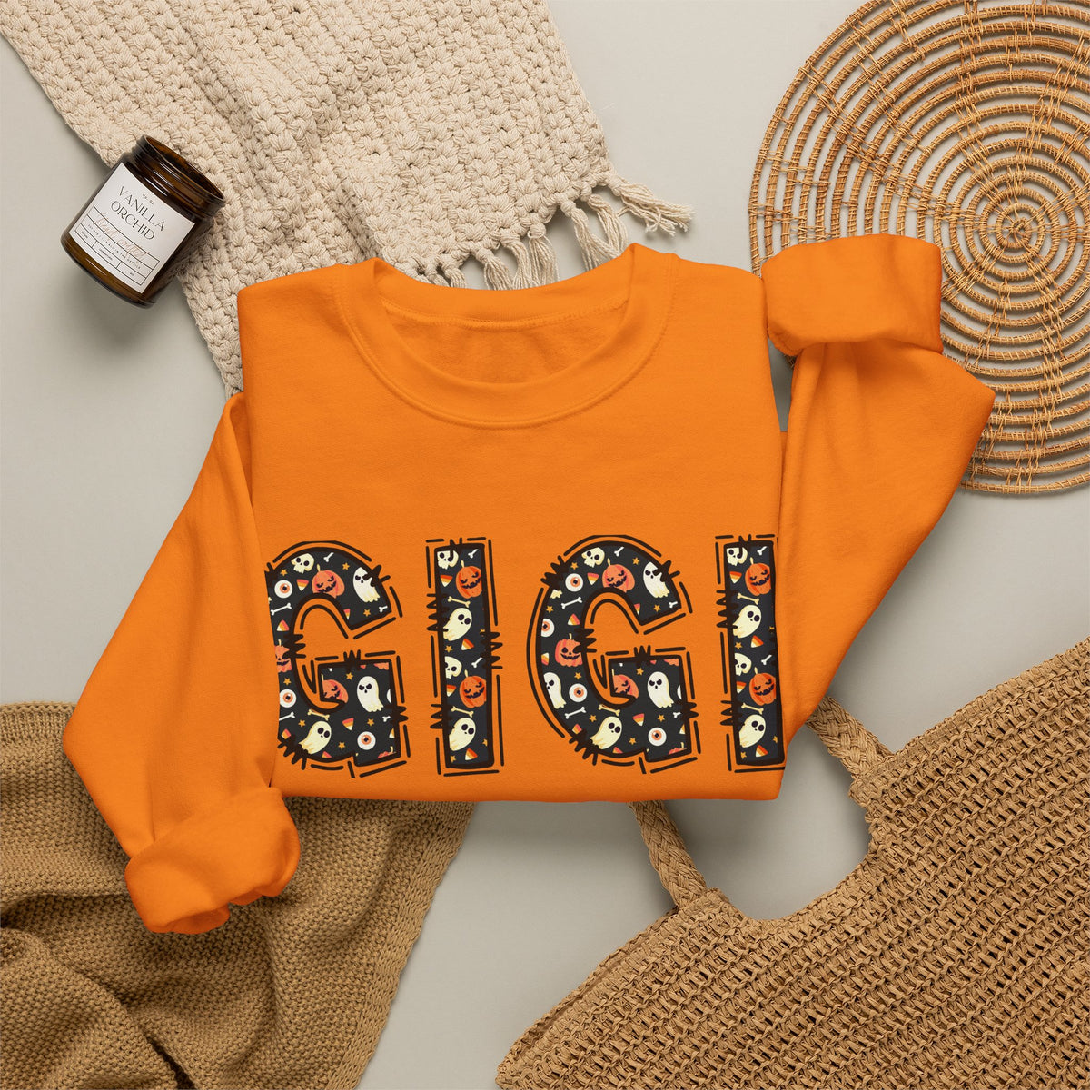 GIGI Pumpkin Skull Halloween Sweatshirt | Grandma Grandmother Mamaw Autumn Crew Sweater