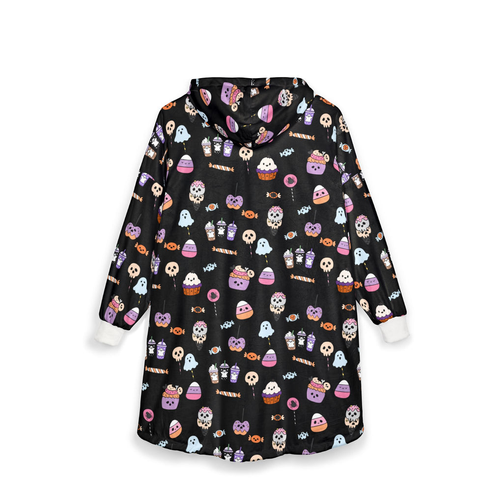 Cute Halloween Treats Hooded Blanket | Ghosts, Candy, Cupcakes Pattern