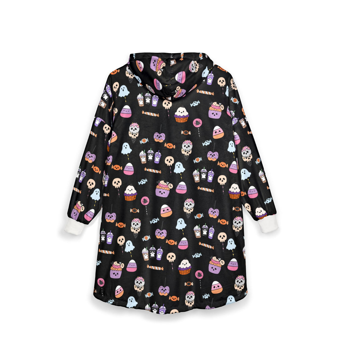 Cute Halloween Treats Hooded Blanket | Ghosts, Candy, Cupcakes Pattern