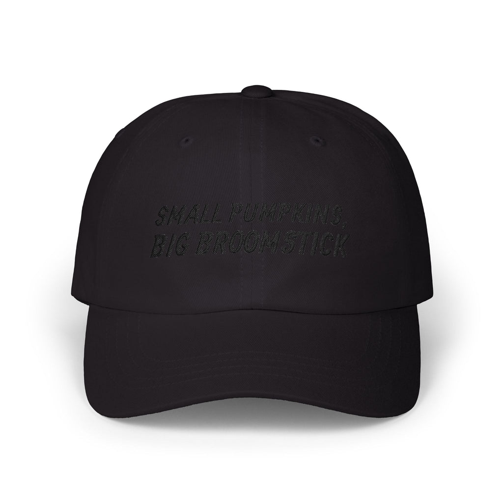 Small Pumpkins Big Broomstick Dad Cap | Funny Halloween Pun Mens Humor | Embroidered Slogan Baseball Hat