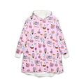 Cute Halloween Treats Hooded Blanket | Candy Pattern, Pink Cozy Wearable Blanket