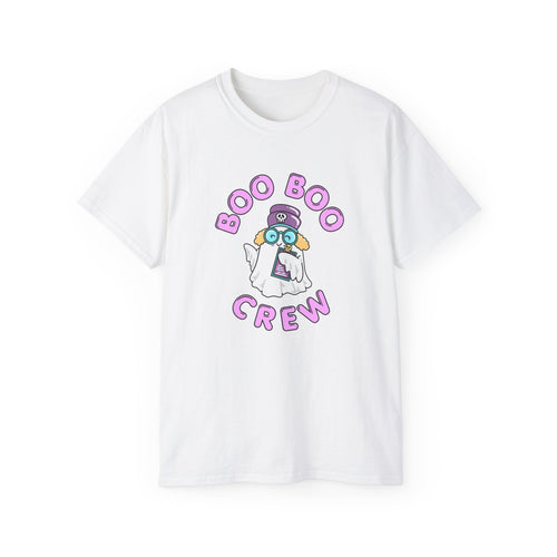 Boo Boo Crew Tee — Cute Blonde Nurse RN PRN DR Triage Ghosts Nursing Pharmacy Halloween T‑Shirt
