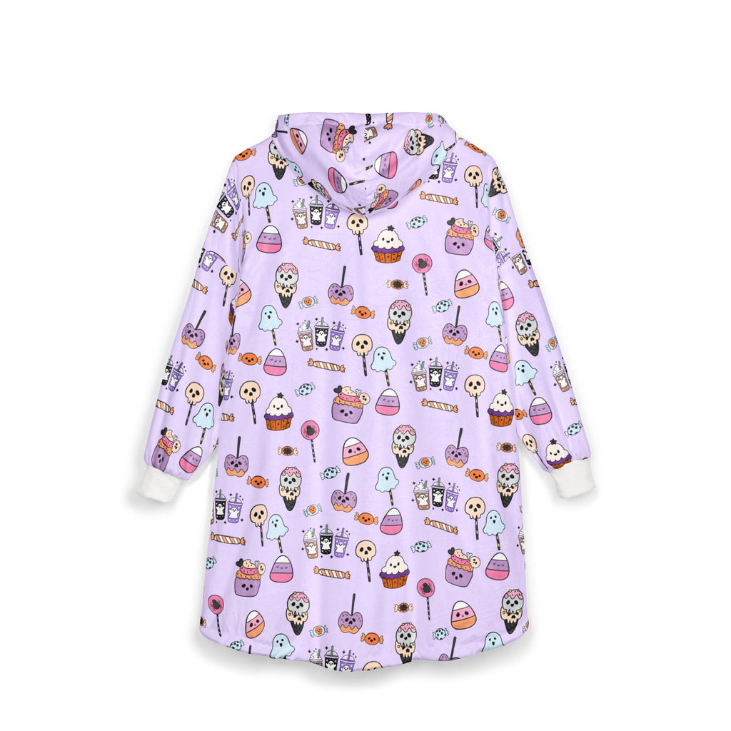Cute Halloween Candy Pattern Hooded Blanket | Ghosts, Cupcakes, Lollipops