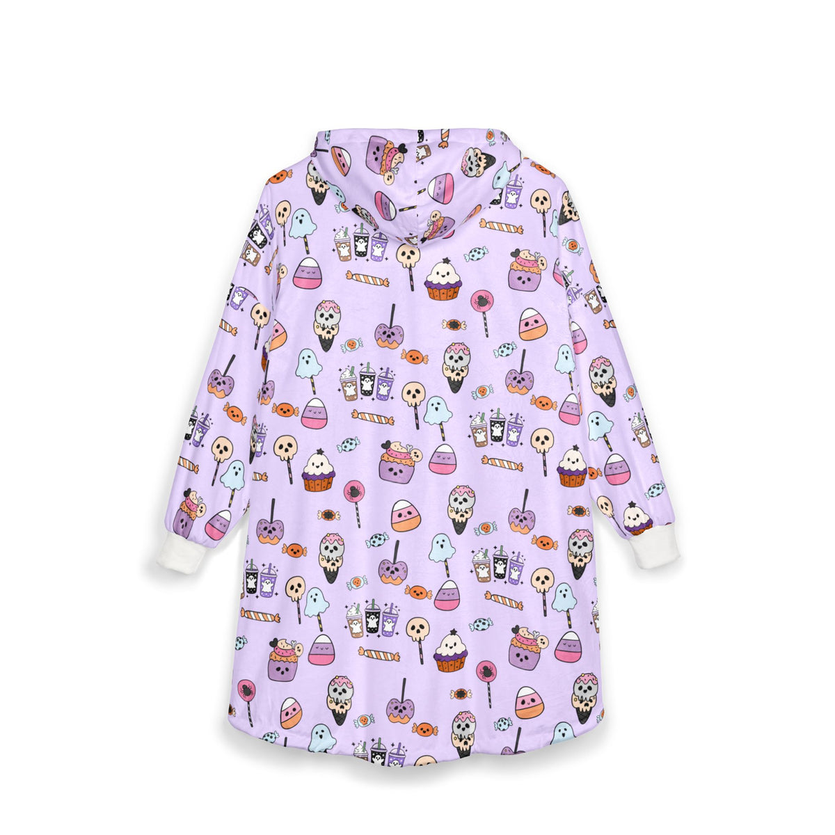 Cute Halloween Candy Pattern Hooded Blanket | Ghosts, Cupcakes, Lollipops