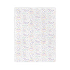 Kawaii Halloween Pattern Velveteen Microfiber Blanket | Pastel Halloween Neon Ghosts Bats Pumpkin Skull