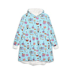 Cute Halloween Candy Pattern Hooded Blanket | Ghosts, Cupcakes, Lollipops, Ice Cream