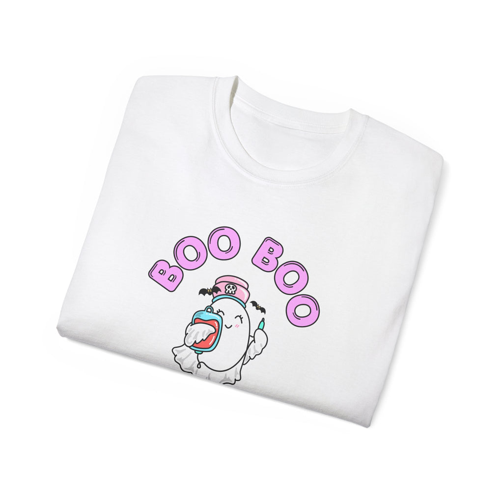 Boo Boo Crew Tee — Cute Phlebotomist Nurse RN PRN DR Ghost Nursing Pharmacy Halloween T‑Shirt