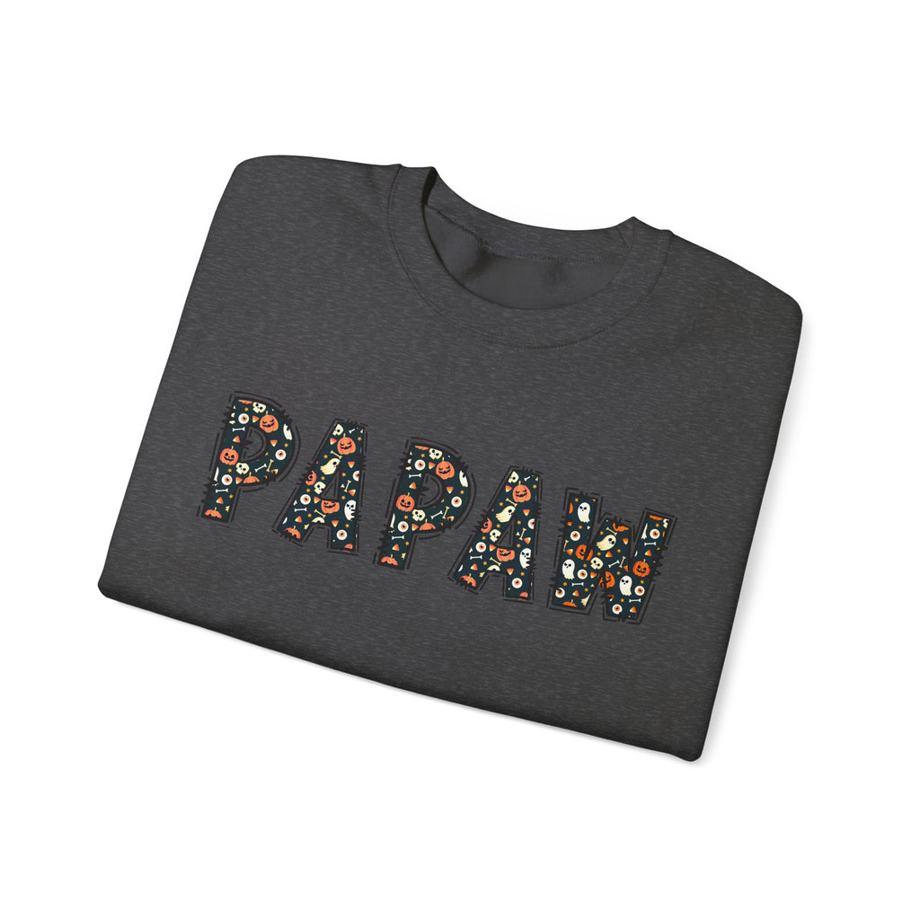 Papaw Pumpkin Skull Halloween Sweatshirt | Grandpa Autumn Crew Halloween Sweater