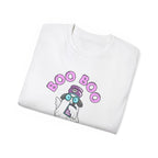 Boo Boo Crew Tee — Cute Grey Black Haired Nurse RN PRN DR Triage Ghosts Nursing Pharmacy Halloween T‑Shirt