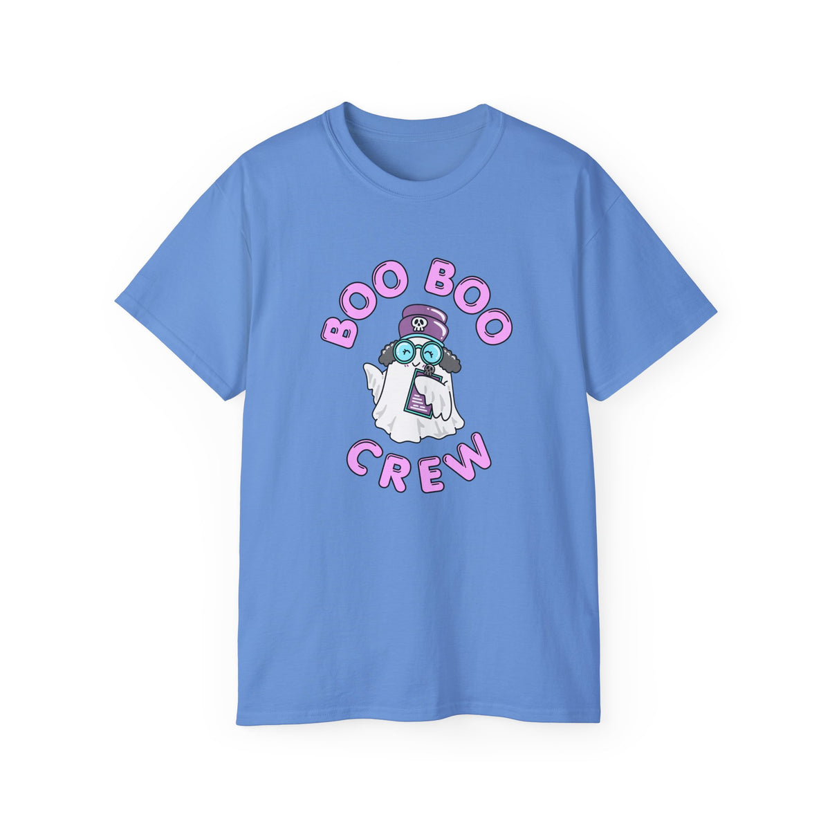 Boo Boo Crew Tee — Cute Grey Black Haired Nurse RN PRN DR Triage Ghosts Nursing Pharmacy Halloween T‑Shirt