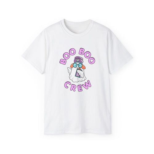Boo Boo Crew Tee — Cute Ginger Redhead Nurse RN PRN DR Triage Ghosts Nursing Pharmacy Halloween T‑Shirt