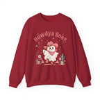 Crewneck Sweatshirt — “Howdya Boo?” Cute Western Cowboy Cowgirl Ghost Halloween Pullover