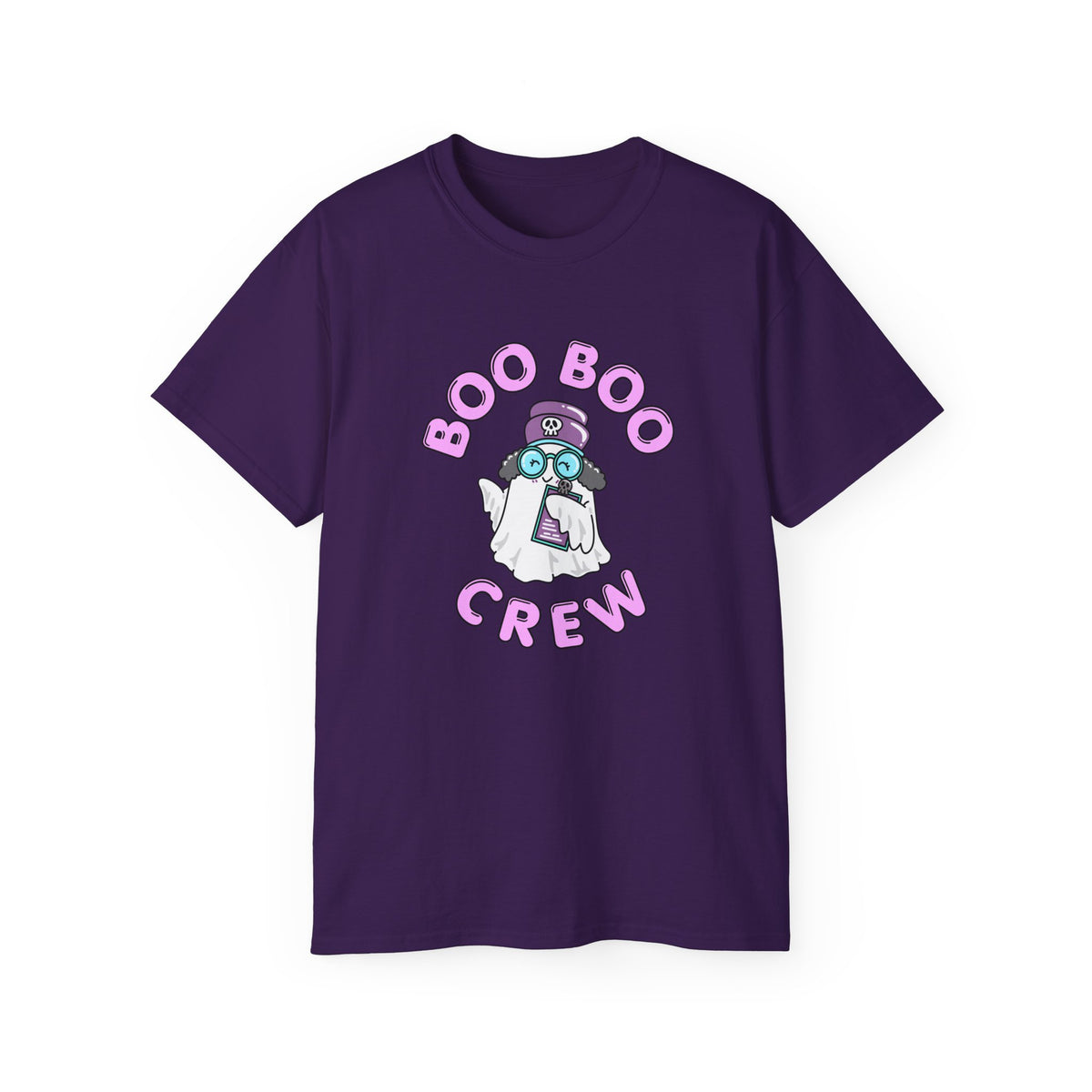 Boo Boo Crew Tee — Cute Grey Black Haired Nurse RN PRN DR Triage Ghosts Nursing Pharmacy Halloween T‑Shirt