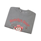 Crewneck Sweatshirt — “Howdya Boo?” Cute Western Cowboy Cowgirl Ghost Halloween Pullover
